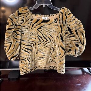 QUEEN OF SPARKLES Tiger Print Crop Top